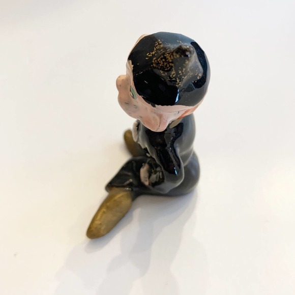 Vintage Elf Figurine Pixie Sprite Ceramic Black Sitting Japan 3" - Picture 8 of 9